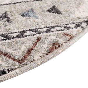 Gray 3' 3 x 3' 3 Eco Southwestern Round Area Rug 100% Recycled Space Dyed Polyester With Cotton Backing Carpet for Natural Home Decor for Sale at Rug Engine