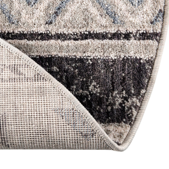 Gray 3' 3 x 3' 3 Eco Southwestern Round Area Rug 100% Recycled Space Dyed Polyester With Cotton Backing Carpet for Natural Home Decor for Sale at Rug Engine
