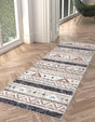 Gray 2' 7 x 12' Eco Southwestern Runner Area Rug 100% Recycled Space Dyed Polyester With Cotton Backing Carpet for Natural Home Decor for Sale at Rug Engine