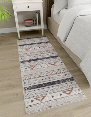 Gray 2' x 6' Eco Southwestern Runner Area Rug 100% Recycled Space Dyed Polyester With Cotton Backing Carpet for Natural Home Decor for Sale at Rug Engine