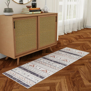 Gray 2' x 6' Eco Southwestern Runner Area Rug 100% Recycled Space Dyed Polyester With Cotton Backing Carpet for Natural Home Decor for Sale at Rug Engine