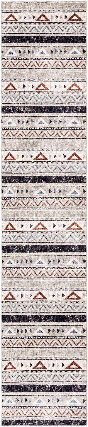 Gray 2' 7 x 12' Eco Southwestern Runner Area Rug 100% Recycled Space Dyed Polyester With Cotton Backing Carpet for Natural Home Decor for Sale at Rug Engine