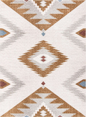 Ivory 10' x 13' Eco Southwestern Rectangle Area Rug 100% Recycled Space Dyed Polyester With Cotton Backing Carpet for Natural Home Decor for Sale at Rug Engine