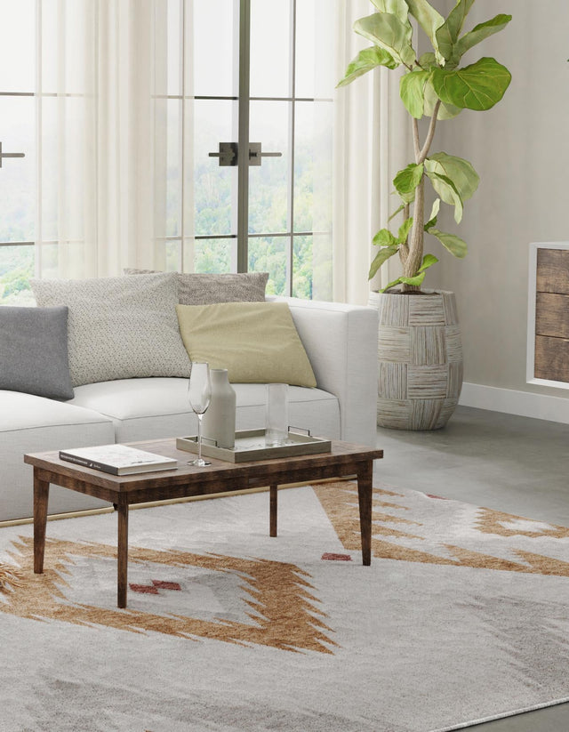 Ivory 4' x 6' Eco Southwestern Rectangle Area Rug 100% Recycled Space Dyed Polyester With Cotton Backing Carpet for Natural Home Decor for Sale at Rug Engine