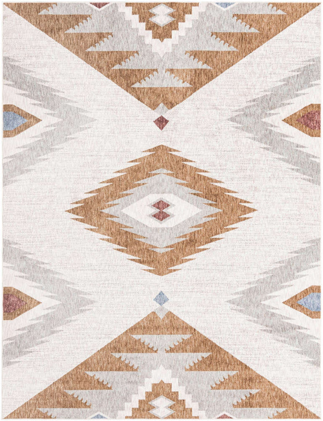 Ivory 7' 10 x 10' Eco Southwestern Rectangle Area Rug 100% Recycled Space Dyed Polyester With Cotton Backing Carpet for Natural Home Decor for Sale at Rug Engine