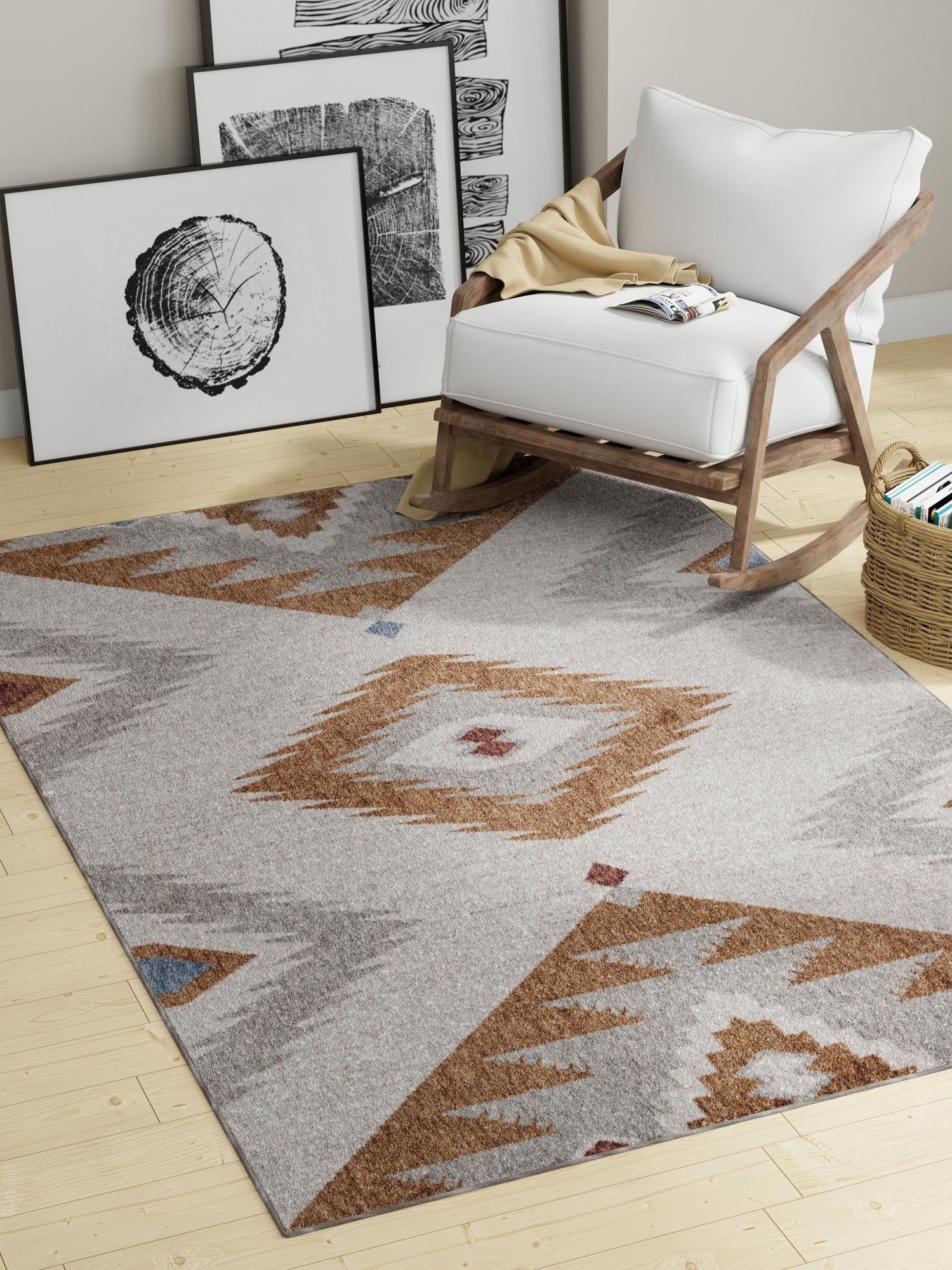 Ivory 2' x 3' Eco Southwestern Rectangle Area Rug 100% Recycled Space Dyed Polyester With Cotton Backing Carpet for Natural Home Decor for Sale at Rug Engine