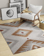 Ivory 5' 3 x 8' Eco Southwestern Rectangle Area Rug 100% Recycled Space Dyed Polyester With Cotton Backing Carpet for Natural Home Decor for Sale at Rug Engine
