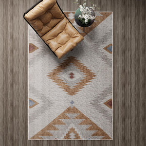 Ivory 4' x 6' Eco Southwestern Rectangle Area Rug 100% Recycled Space Dyed Polyester With Cotton Backing Carpet for Natural Home Decor for Sale at Rug Engine