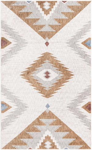 Ivory 5' 3 x 8' Eco Southwestern Rectangle Area Rug 100% Recycled Space Dyed Polyester With Cotton Backing Carpet for Natural Home Decor for Sale at Rug Engine