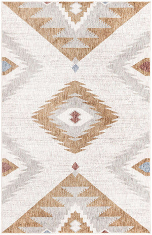 Ivory 4' x 6' Eco Southwestern Rectangle Area Rug 100% Recycled Space Dyed Polyester With Cotton Backing Carpet for Natural Home Decor for Sale at Rug Engine