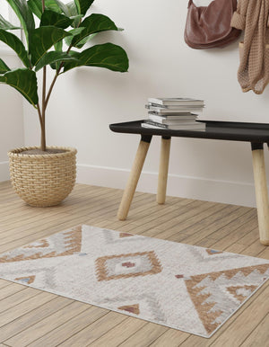 Ivory 4' x 6' Eco Southwestern Rectangle Area Rug 100% Recycled Space Dyed Polyester With Cotton Backing Carpet for Natural Home Decor for Sale at Rug Engine