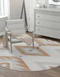 Ivory 7' x 7' Eco Southwestern Round Area Rug 100% Recycled Space Dyed Polyester With Cotton Backing Carpet for Natural Home Decor for Sale at Rug Engine
