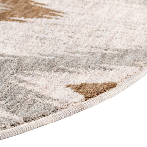Ivory 3' 3 x 3' 3 Eco Southwestern Round Area Rug 100% Recycled Space Dyed Polyester With Cotton Backing Carpet for Natural Home Decor for Sale at Rug Engine