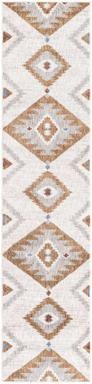 Ivory 2' x 8' Eco Southwestern Runner Area Rug 100% Recycled Space Dyed Polyester With Cotton Backing Carpet for Natural Home Decor for Sale at Rug Engine