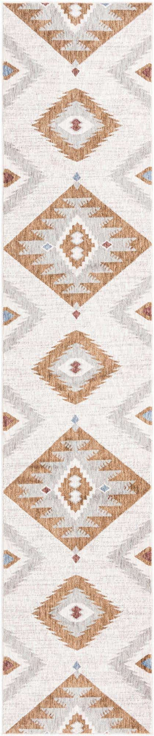 Ivory 2' 7 x 12' Eco Southwestern Runner Area Rug 100% Recycled Space Dyed Polyester With Cotton Backing Carpet for Natural Home Decor for Sale at Rug Engine