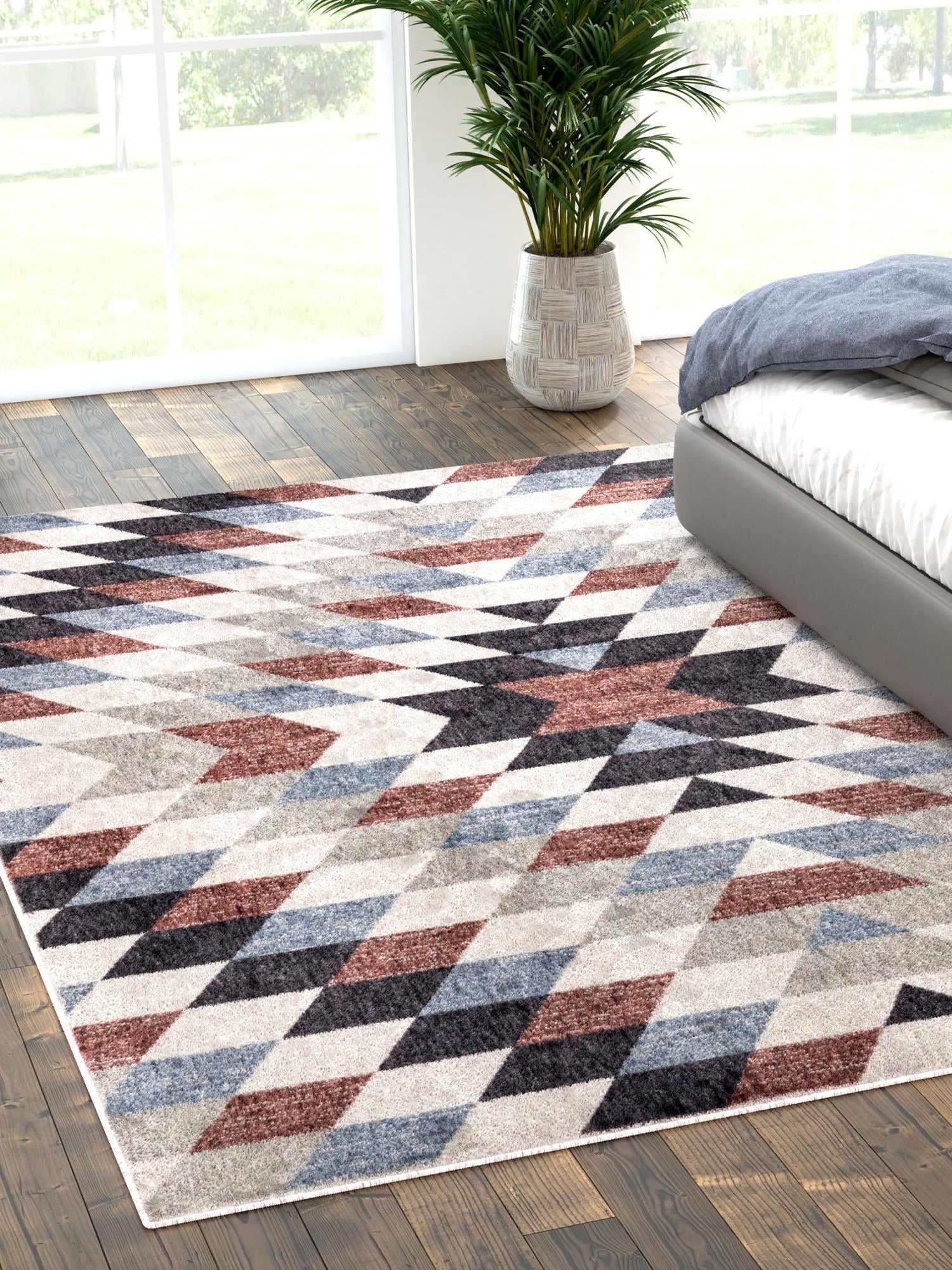 Multicolor 4' x 6' Eco Southwestern Rectangle Area Rug 100% Recycled Space Dyed Polyester With Cotton Backing Carpet for Natural Home Decor for Sale at Rug Engine