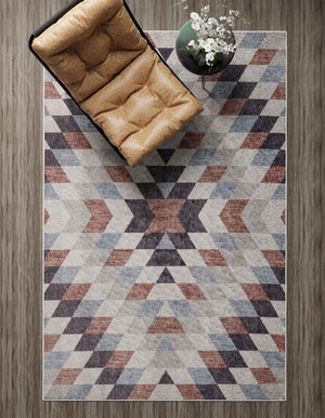 Multicolor 4' x 6' Eco Southwestern Rectangle Area Rug 100% Recycled Space Dyed Polyester With Cotton Backing Carpet for Natural Home Decor for Sale at Rug Engine
