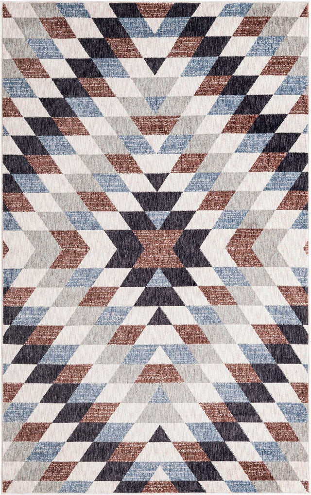 Multicolor 5' 3 x 8' Eco Southwestern Rectangle Area Rug 100% Recycled Space Dyed Polyester With Cotton Backing Carpet for Natural Home Decor for Sale at Rug Engine