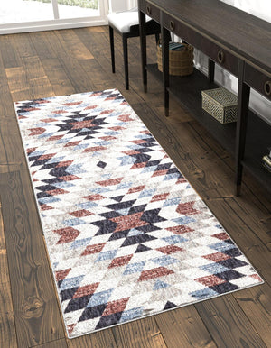 Multicolor 2' x 6' Eco Southwestern Runner Area Rug 100% Recycled Space Dyed Polyester With Cotton Backing Carpet for Natural Home Decor for Sale at Rug Engine