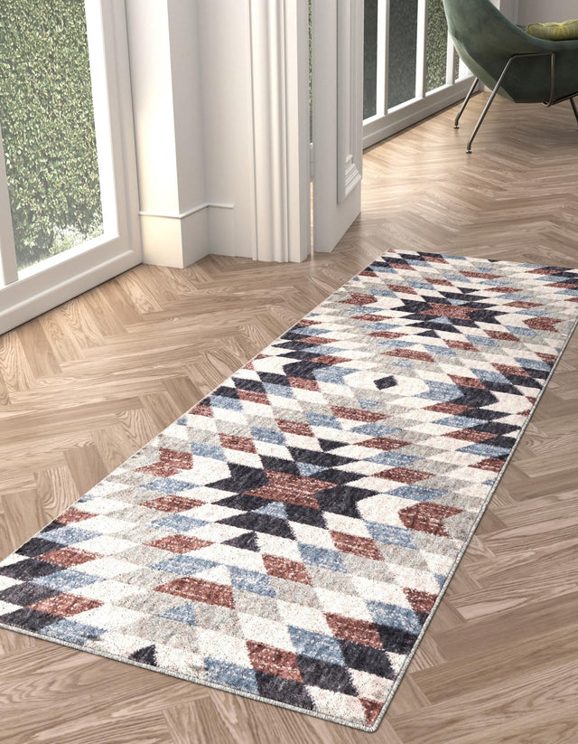 Multicolor 2' x 8' Eco Southwestern Runner Area Rug 100% Recycled Space Dyed Polyester With Cotton Backing Carpet for Natural Home Decor for Sale at Rug Engine