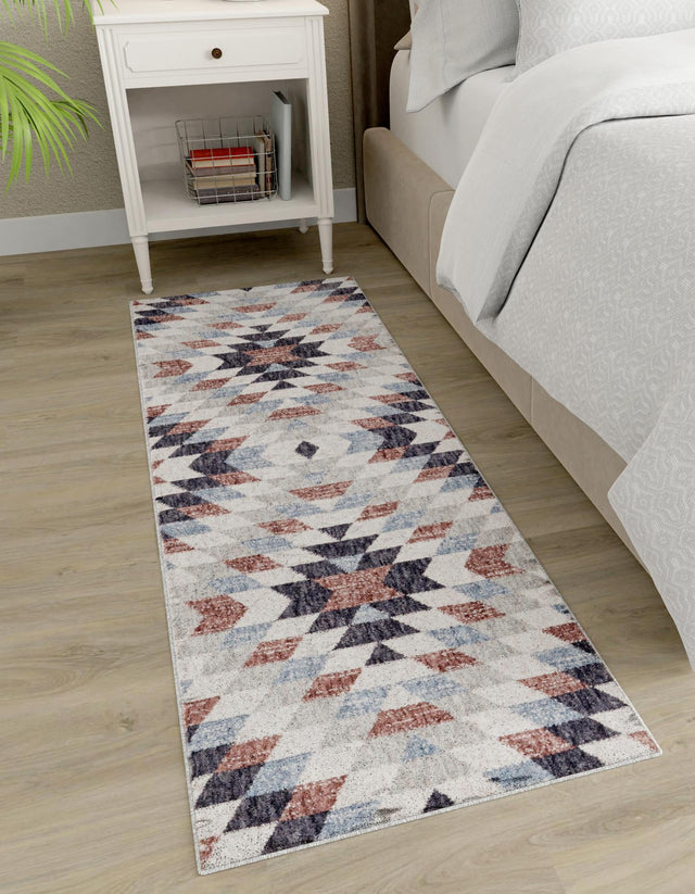 Multicolor 2' x 8' Eco Southwestern Runner Area Rug 100% Recycled Space Dyed Polyester With Cotton Backing Carpet for Natural Home Decor for Sale at Rug Engine