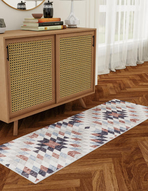 Multicolor 2' x 8' Eco Southwestern Runner Area Rug 100% Recycled Space Dyed Polyester With Cotton Backing Carpet for Natural Home Decor for Sale at Rug Engine