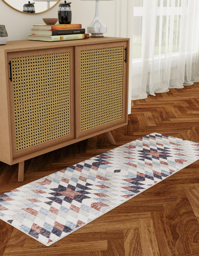 Multicolor 2' x 8' Eco Southwestern Runner Area Rug 100% Recycled Space Dyed Polyester With Cotton Backing Carpet for Natural Home Decor for Sale at Rug Engine