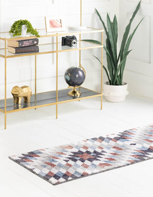 Multicolor 2' x 8' Eco Southwestern Runner Area Rug 100% Recycled Space Dyed Polyester With Cotton Backing Carpet for Natural Home Decor for Sale at Rug Engine