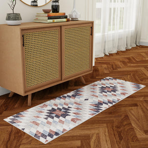 Multicolor 2' x 8' Eco Southwestern Runner Area Rug 100% Recycled Space Dyed Polyester With Cotton Backing Carpet for Natural Home Decor for Sale at Rug Engine
