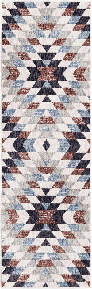 Multicolor 2' x 6' Eco Southwestern Runner Area Rug 100% Recycled Space Dyed Polyester With Cotton Backing Carpet for Natural Home Decor for Sale at Rug Engine