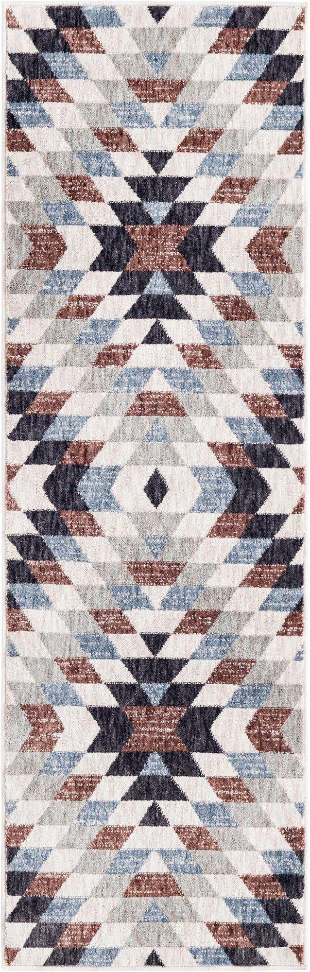 Multicolor 2' x 6' Eco Southwestern Runner Area Rug 100% Recycled Space Dyed Polyester With Cotton Backing Carpet for Natural Home Decor for Sale at Rug Engine