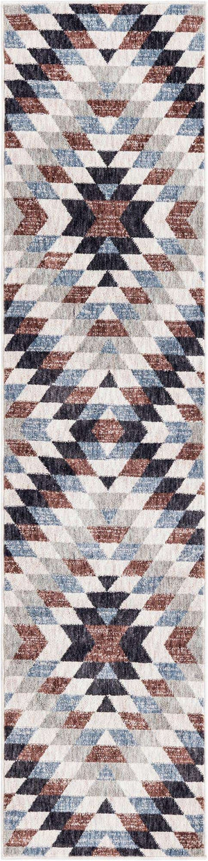 Multicolor 2' x 8' Eco Southwestern Runner Area Rug 100% Recycled Space Dyed Polyester With Cotton Backing Carpet for Natural Home Decor for Sale at Rug Engine