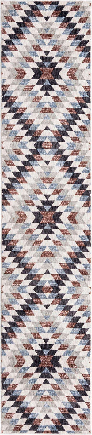 Multicolor 2' 7 x 12' Eco Southwestern Runner Area Rug 100% Recycled Space Dyed Polyester With Cotton Backing Carpet for Natural Home Decor for Sale at Rug Engine