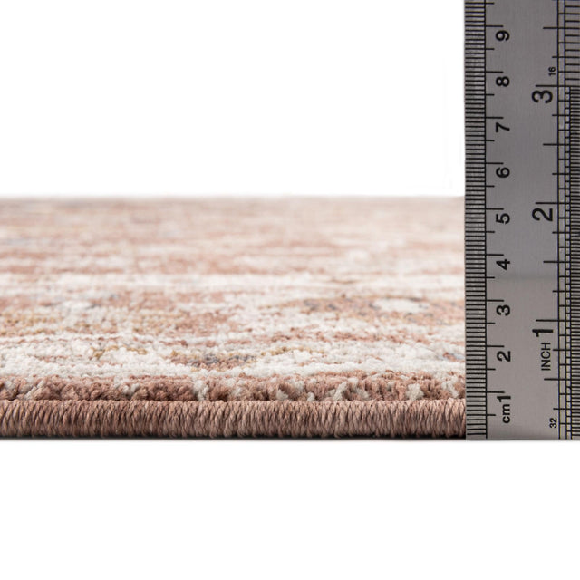 Dusty Rose 4' x 6' Eco Traditional Rectangle Area Rug 100% Recycled Space Dyed Polyester With Cotton Backing Classic Pattern Carpet for Living, Dining, Office Space for Sale at Rug Engine