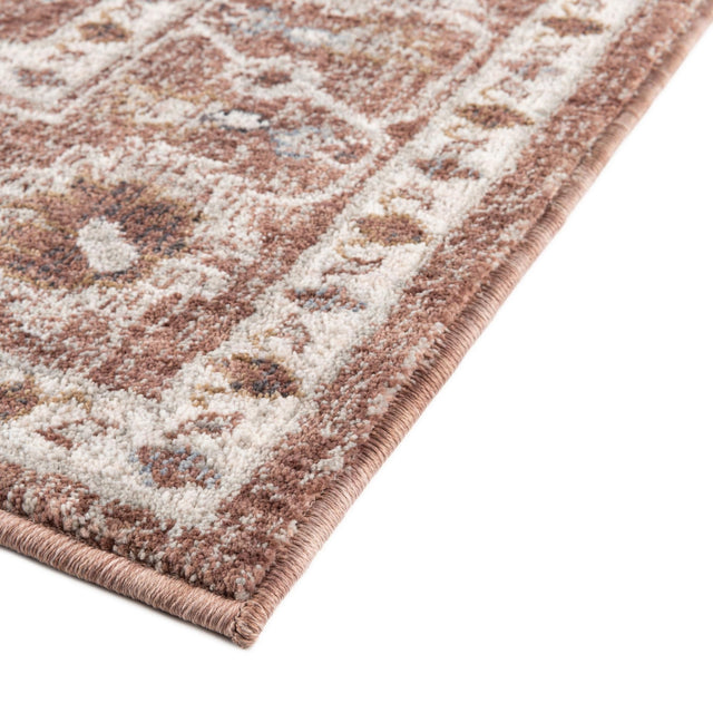 Dusty Rose 4' x 6' Eco Traditional Rectangle Area Rug 100% Recycled Space Dyed Polyester With Cotton Backing Classic Pattern Carpet for Living, Dining, Office Space for Sale at Rug Engine