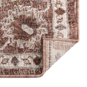 Dusty Rose 4' x 6' Eco Traditional Rectangle Area Rug 100% Recycled Space Dyed Polyester With Cotton Backing Classic Pattern Carpet for Living, Dining, Office Space for Sale at Rug Engine