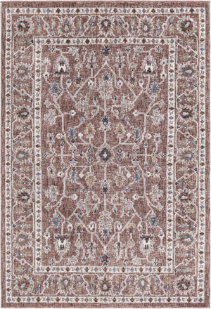 Dusty Rose 4' x 6' Eco Traditional Rectangle Area Rug 100% Recycled Space Dyed Polyester With Cotton Backing Classic Pattern Carpet for Living, Dining, Office Space for Sale at Rug Engine