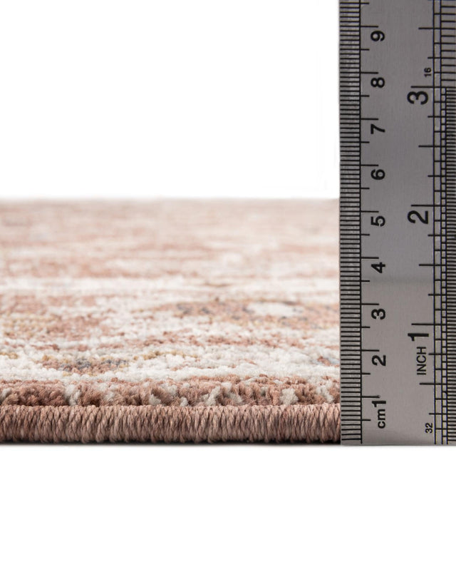 Dusty Rose 3' 3 x 3' 3 Eco Traditional Round Area Rug 100% Recycled Space Dyed Polyester With Cotton Backing Classic Pattern Carpet for Living, Dining, Office Space for Sale at Rug Engine