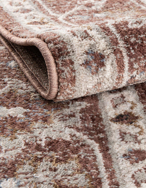 Dusty Rose 7' x 7' Eco Traditional Round Area Rug 100% Recycled Space Dyed Polyester With Cotton Backing Classic Pattern Carpet for Living, Dining, Office Space for Sale at Rug Engine