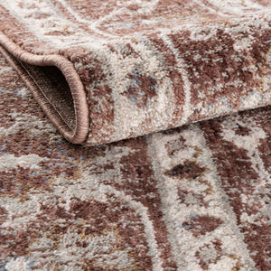 Dusty Rose 2' x 8' Eco Traditional Runner Area Rug 100% Recycled Space Dyed Polyester With Cotton Backing Classic Pattern Carpet for Living, Dining, Office Space for Sale at Rug Engine