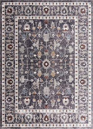 Charcoal Gray 10' x 13' Eco Traditional Rectangle Area Rug 100% Recycled Space Dyed Polyester With Cotton Backing Classic Pattern Carpet for Living, Dining, Office Space for Sale at Rug Engine