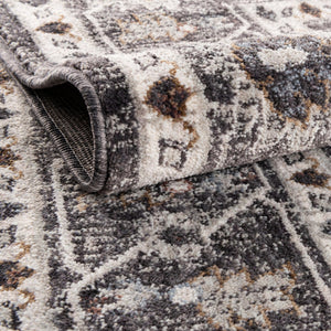 Charcoal Gray 4' x 6' Eco Traditional Rectangle Area Rug 100% Recycled Space Dyed Polyester With Cotton Backing Classic Pattern Carpet for Living, Dining, Office Space for Sale at Rug Engine