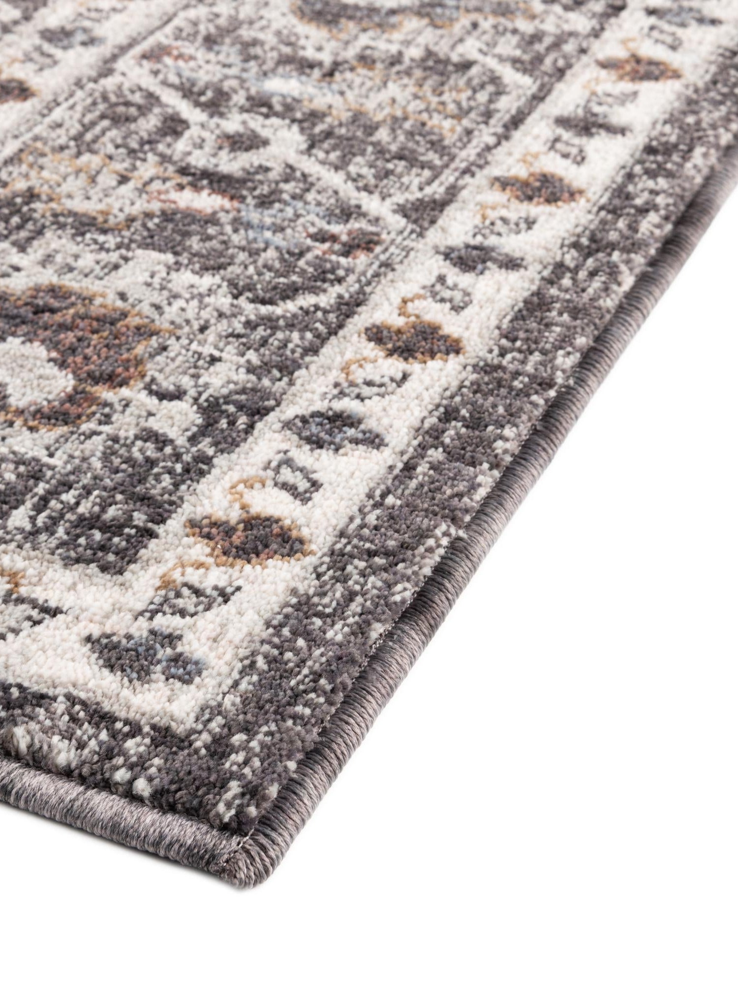 Charcoal Gray 2' 7 x 12' Eco Traditional Runner Area Rug 100% Recycled Space Dyed Polyester With Cotton Backing Classic Pattern Carpet for Living, Dining, Office Space for Sale at Rug Engine
