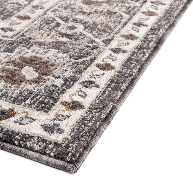 Charcoal Gray 2' x 8' Eco Traditional Runner Area Rug 100% Recycled Space Dyed Polyester With Cotton Backing Classic Pattern Carpet for Living, Dining, Office Space for Sale at Rug Engine