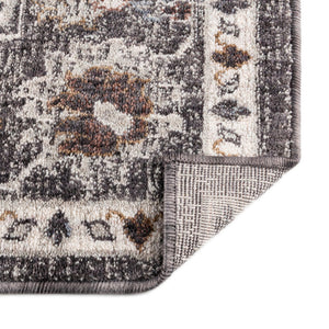 Charcoal Gray 2' x 6' Eco Traditional Runner Area Rug 100% Recycled Space Dyed Polyester With Cotton Backing Classic Pattern Carpet for Living, Dining, Office Space for Sale at Rug Engine