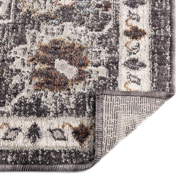 Charcoal Gray 2' x 6' Eco Traditional Runner Area Rug 100% Recycled Space Dyed Polyester With Cotton Backing Classic Pattern Carpet for Living, Dining, Office Space for Sale at Rug Engine
