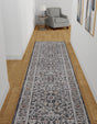 Charcoal Gray 2' x 6' Eco Traditional Runner Area Rug 100% Recycled Space Dyed Polyester With Cotton Backing Classic Pattern Carpet for Living, Dining, Office Space for Sale at Rug Engine