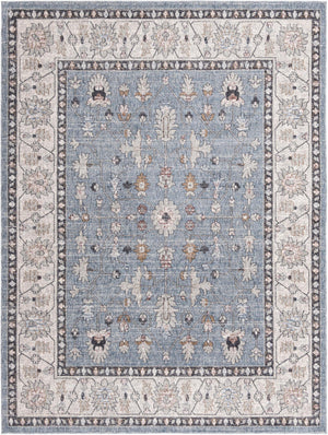 Harbor Blue 7' 10 x 10' Eco Traditional Rectangle Area Rug 100% Recycled Space Dyed Polyester With Cotton Backing Classic Pattern Carpet for Living, Dining, Office Space for Sale at Rug Engine