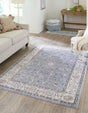 Harbor Blue 5' 3 x 8' Eco Traditional Rectangle Area Rug 100% Recycled Space Dyed Polyester With Cotton Backing Classic Pattern Carpet for Living, Dining, Office Space for Sale at Rug Engine