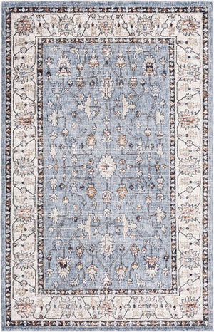 Harbor Blue 5' 3 x 8' Eco Traditional Rectangle Area Rug 100% Recycled Space Dyed Polyester With Cotton Backing Classic Pattern Carpet for Living, Dining, Office Space for Sale at Rug Engine